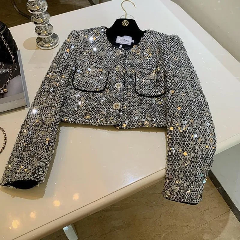 Chanel Style Short Coat Women's Small High grade Sense Jacket Silver - Shop at LoveMi
