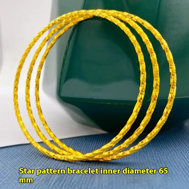 Alluvial Gold Bracelet Women's Non fading Fine Circle Star Pattern 65Mm - Shop at LoveMi