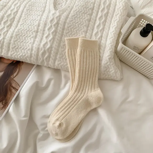 Women's Warm Wool Socks Fleece lined White - Shop at LoveMi