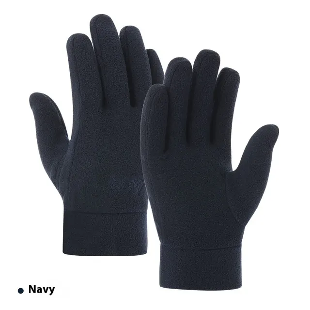 Autumn And Winter Warm Polar Fleece Gloves Riding Thick Fashion 02 Men'S Navy Blue - Shop at LoveMi