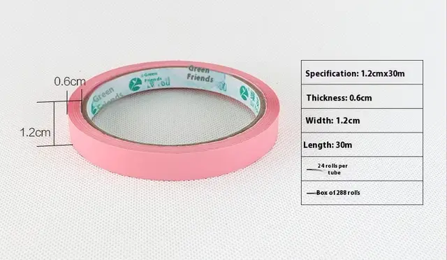 Tape Color Transparent Tape Pink 1.2Cm Wide 30 M 10 Rolls - Shop at LoveMi