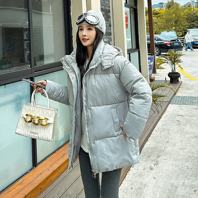 Korean Style Women's Thick Hooded British Style Cotton padded Coat Medium Gray - Shop at LoveMi
