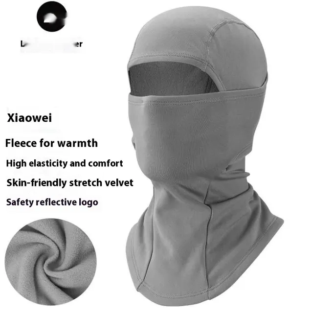 Outdoor Keep Warm And Windproof In Winter Mask Outdoor Fleece Scarf Cold proof Haze proof Riding Hat Light Gray - Shop at LoveMi