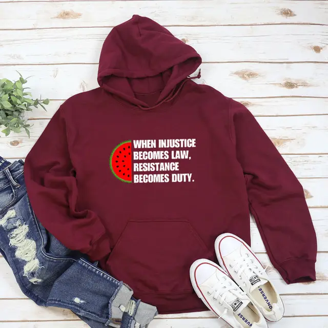 When Injustice Becomes Law Hoodie Casual Women Long Sleeve Burgundy - Shop at LoveMi