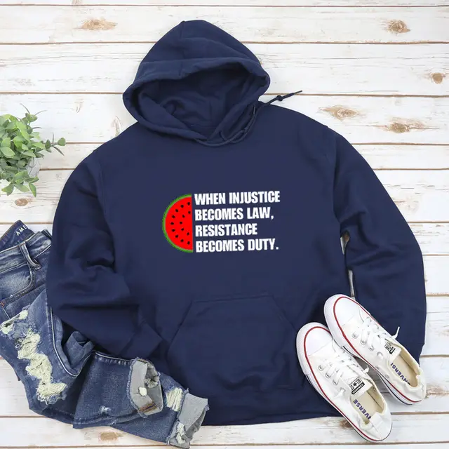 When Injustice Becomes Law Hoodie Casual Women Long Sleeve Darkblue - Shop at LoveMi