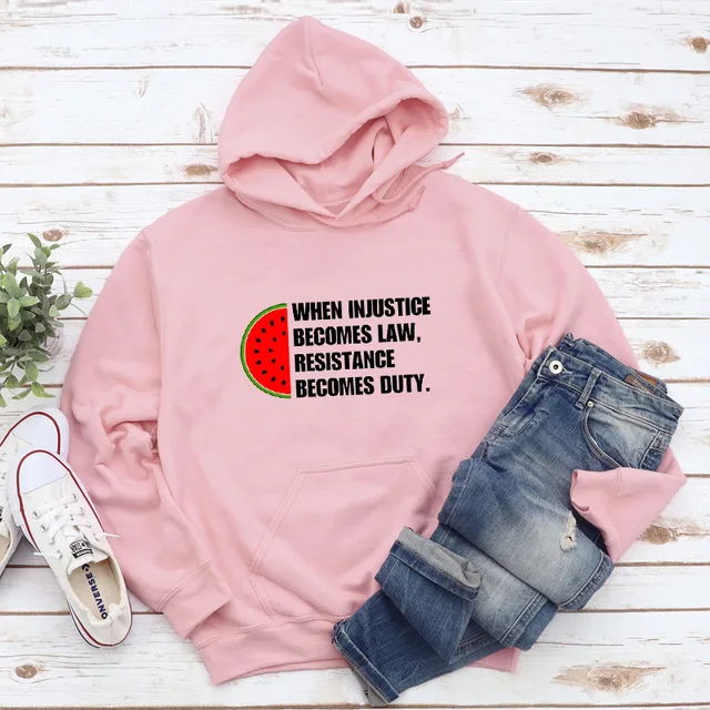 When Injustice Becomes Law Hoodie Casual Women Long Sleeve Peach - Shop at LoveMi
