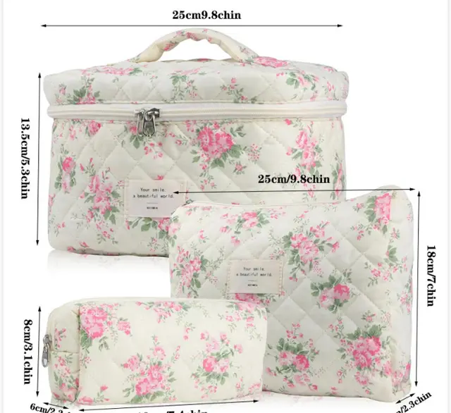 Small Floral Storage Portable Cosmetic Bag Large Capacity Pink Small Flower - Shop at LoveMi