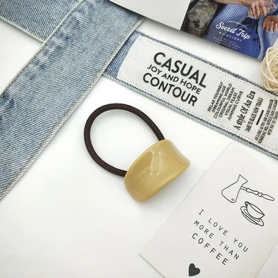 South Korea Fall And Winter Creative Niche Alloy Geometric Semi arc Resin Hair Ring Pj000801 Milk Brown - Shop at LoveMi