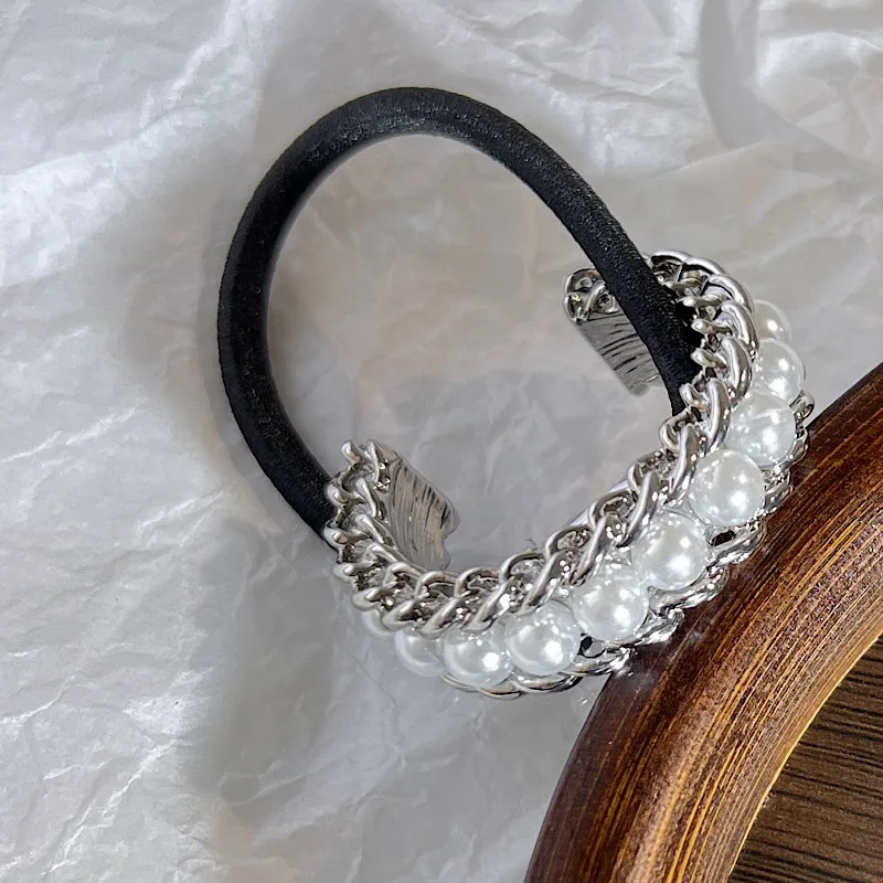 U shaped Alloy Chain Pearl Hair Ring Silver - Shop at LoveMi