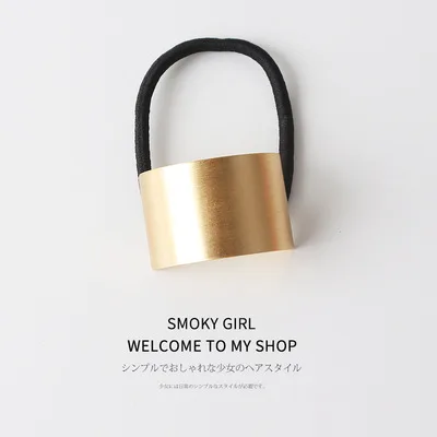 European And American Ins Cold Style Geometric Metal Brushed Hollow Hair Ring Arc Gold - Shop at LoveMi