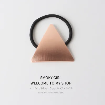 European And American Ins Cold Style Geometric Metal Brushed Hollow Hair Ring Triangle Rose Gold - Shop at LoveMi