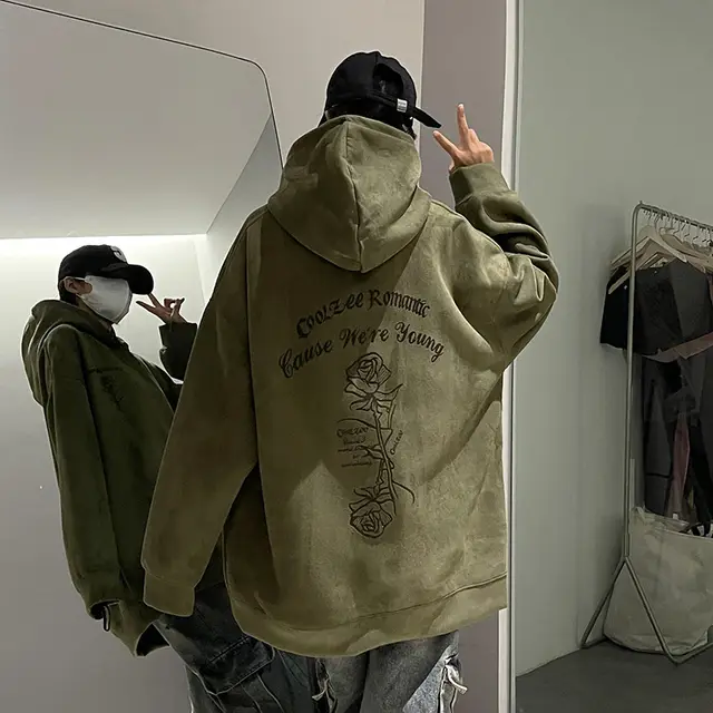 Women's Suede Hooded Sweater Army Green - Shop at LoveMi