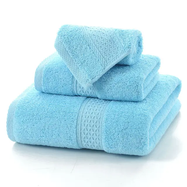 Long staple Cotton Three piece Set Towels Square Scarf Jacquard Absorbent Face Towel Myosotis Sylvatica - Shop at LoveMi