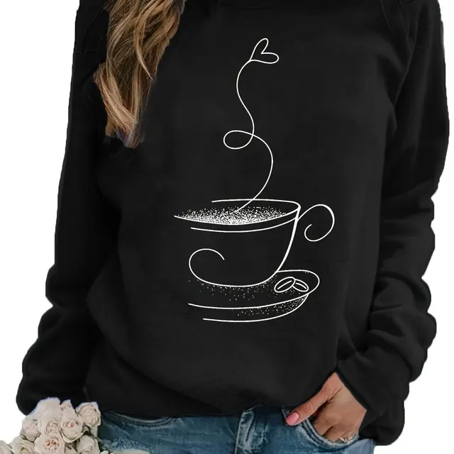 Women's Dynamic Graphic Print Crew Neck Sweater Black - Shop at LoveMi