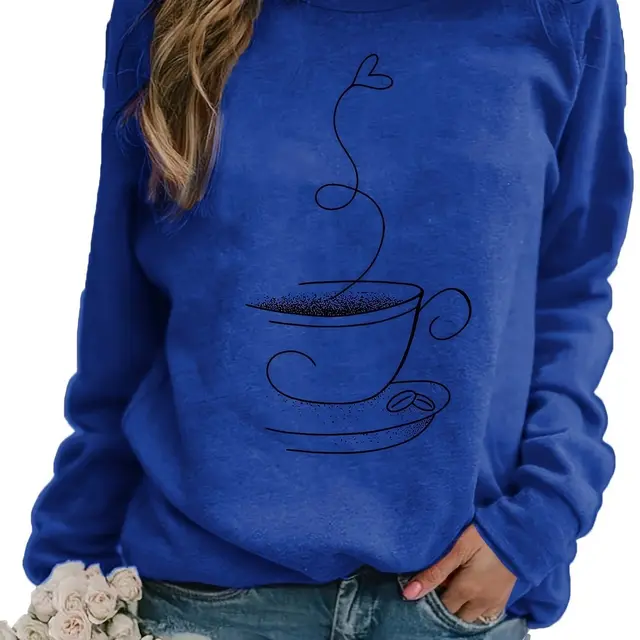Women's Dynamic Graphic Print Crew Neck Sweater Blue - Shop at LoveMi