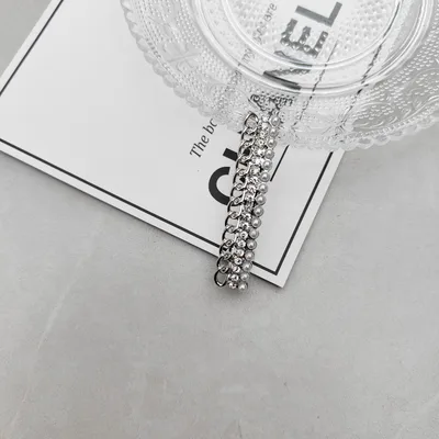 Cold Style Pearl Full Diamond Spring Clip High grade Chain Elegant Hair Accessories Pearl Small Size Silver - Shop at LoveMi