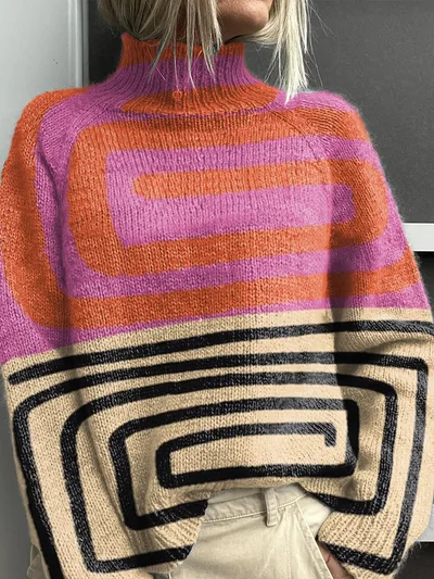 Abstract Printing Casual Cloak Coat Cardigan Sweater Style 1 - Shop at LoveMi