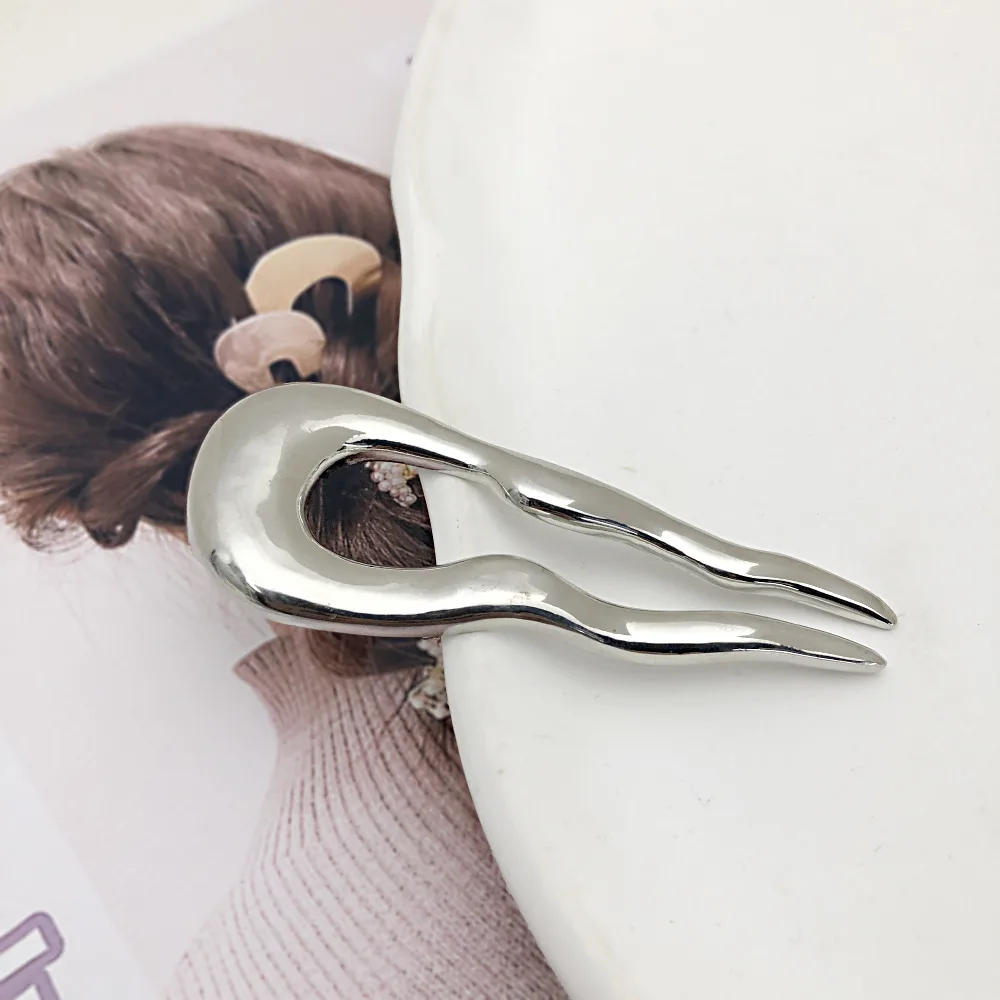 Simple Hair Clasp Metal U clips Plate Silver - Shop at LoveMi