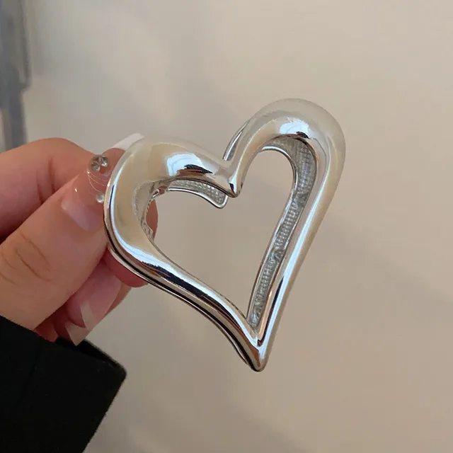 High Sense Metal Heart Grip Simple Silver Heart - Shop at LoveMi