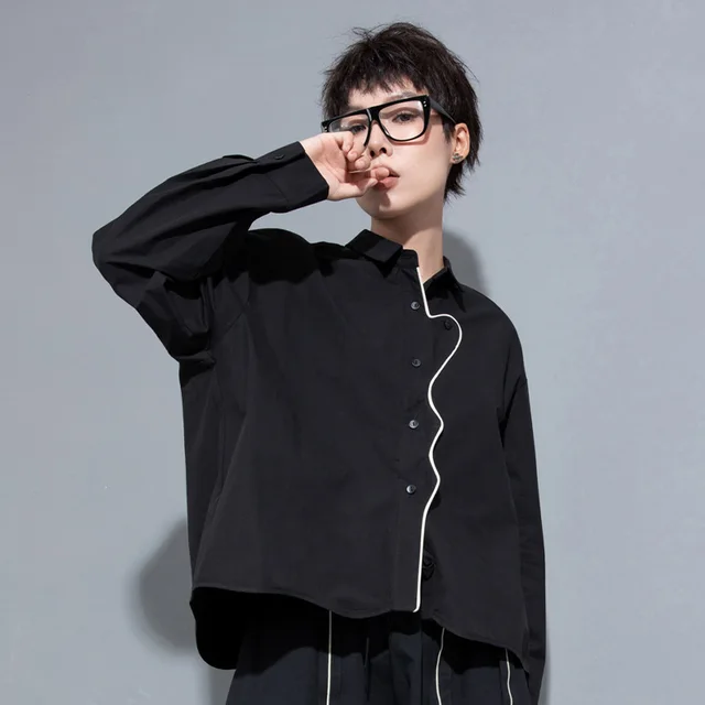 Casual Loose Shirt Women's Long sleeve Blouse Black - Shop at LoveMi