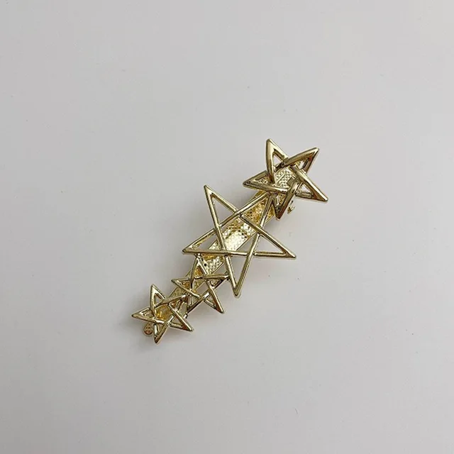 Metal Cold Barrettes Korean Style Piggy Side Clip Alloy Five pointed Star Pentagram Hairpin Gold - Shop at LoveMi