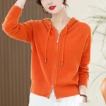 Outer Long-sleeves Loose Solid Color Base Sweater Coat - Orange
