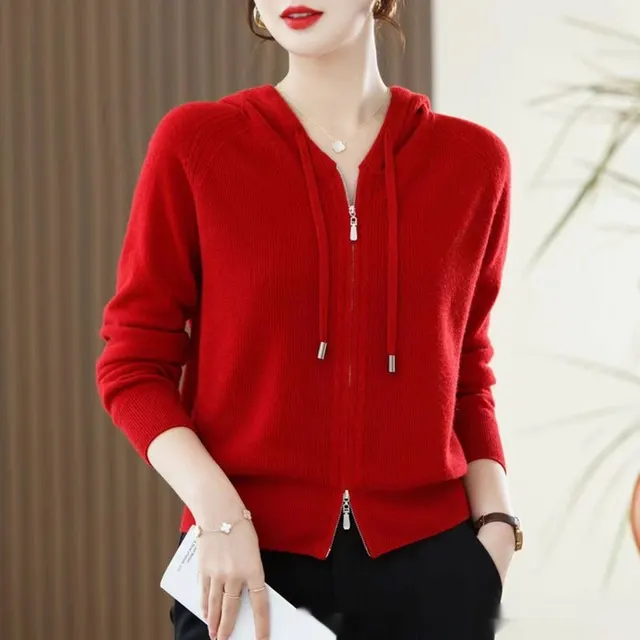 Outer Long sleeves Loose Solid Color Base Sweater Coat Red - Shop at LoveMi