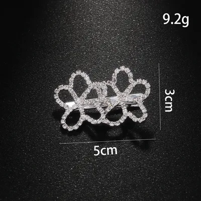 Super Fairy Flowers Barrettes Atmosphere Side Clip Simple Girl Rhinestone Silver - Shop at LoveMi