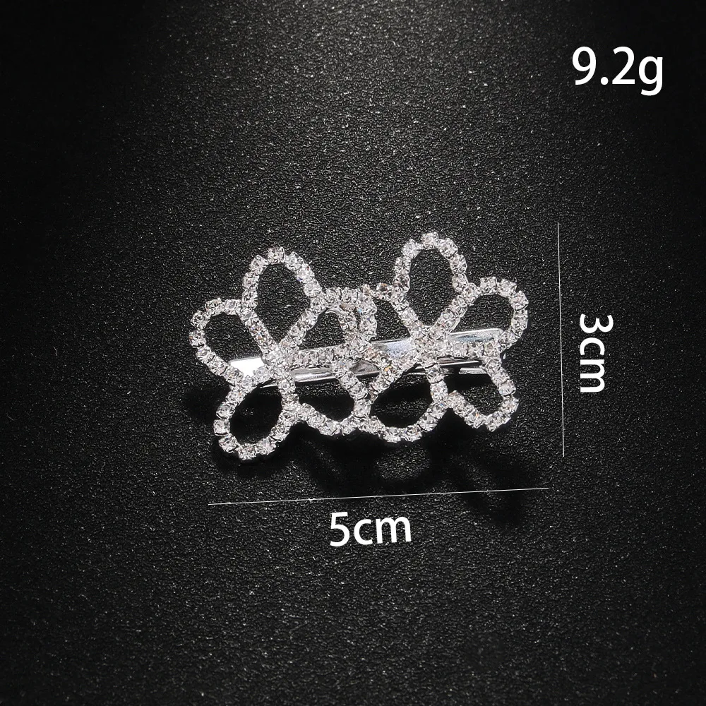 Super Fairy Flowers Barrettes Atmosphere Side Clip Simple Girl Rhinestone Silver - Shop at LoveMi