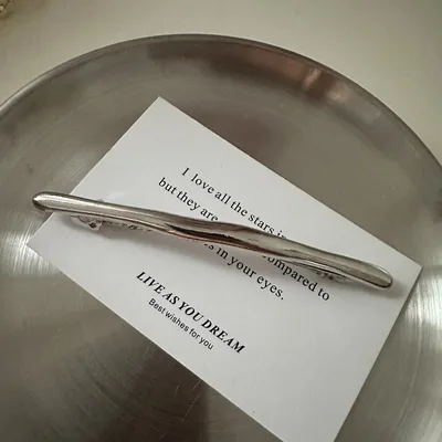 Metal Cold Style One word Spring Clip Back Head Ponytail Clip High grade Sense Silver - Shop at LoveMi