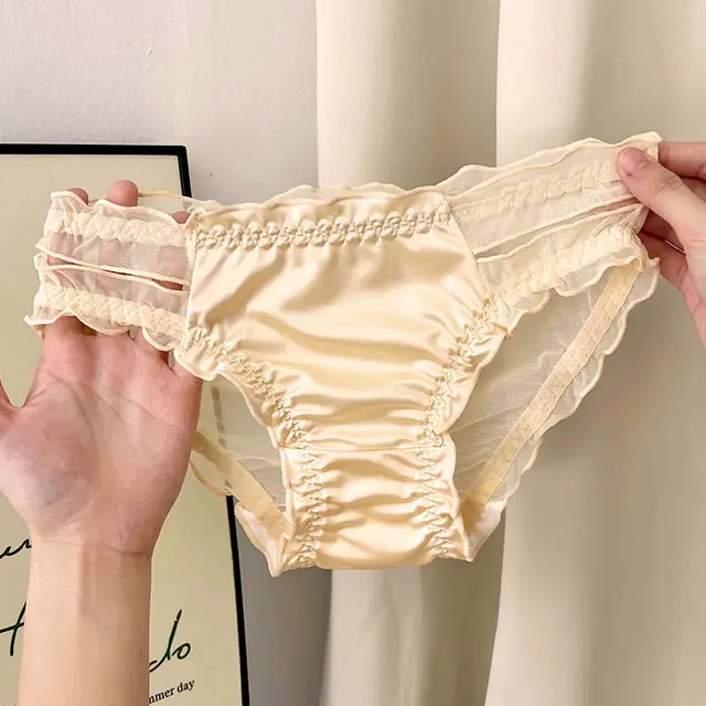 Glossy Ice Silk Breathable Comfortable Classic Panties Apricot - Shop at LoveMi