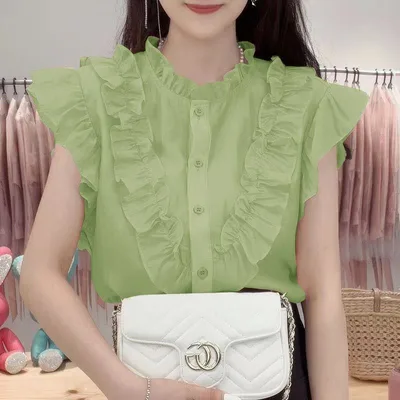 New Loose Slim Fit Chic Design Top For Women Matcha Green - Shop at LoveMi