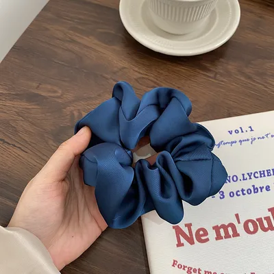 French Sweet Ins Style High grade Satin Hair Ring Blue - Shop at LoveMi