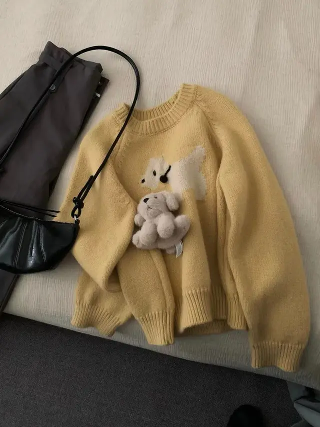 Loose Sweater Gray Top For Women Yellow - Shop at LoveMi