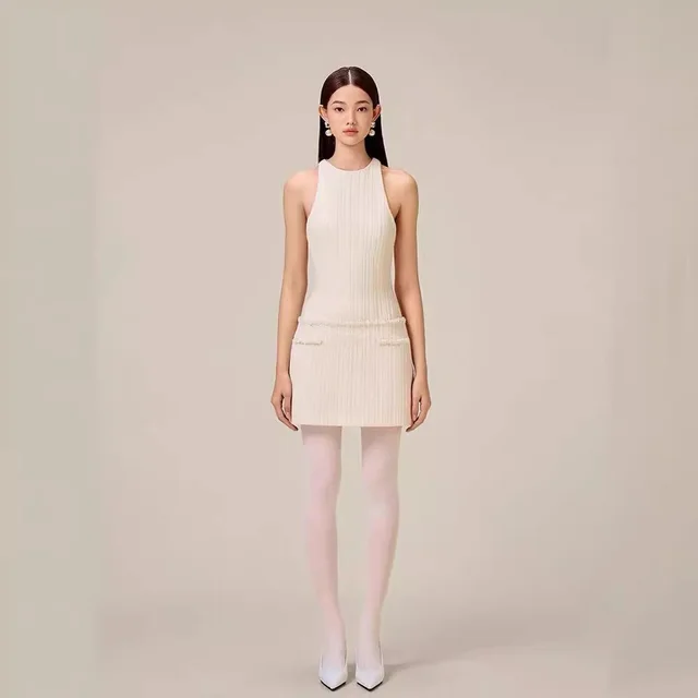 Advanced Sense Cape Suit Graceful Bow Inverness Slim fit Sleeveless Dress White Dress - Shop at LoveMi