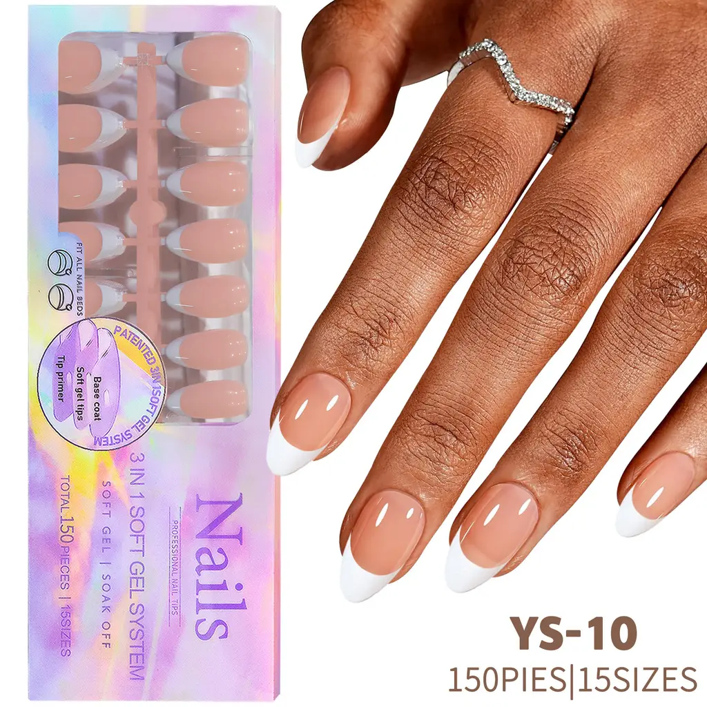 Non Marking Wearable Detachable French Style Nail Patch - 150Pcs French Wear Armor 10