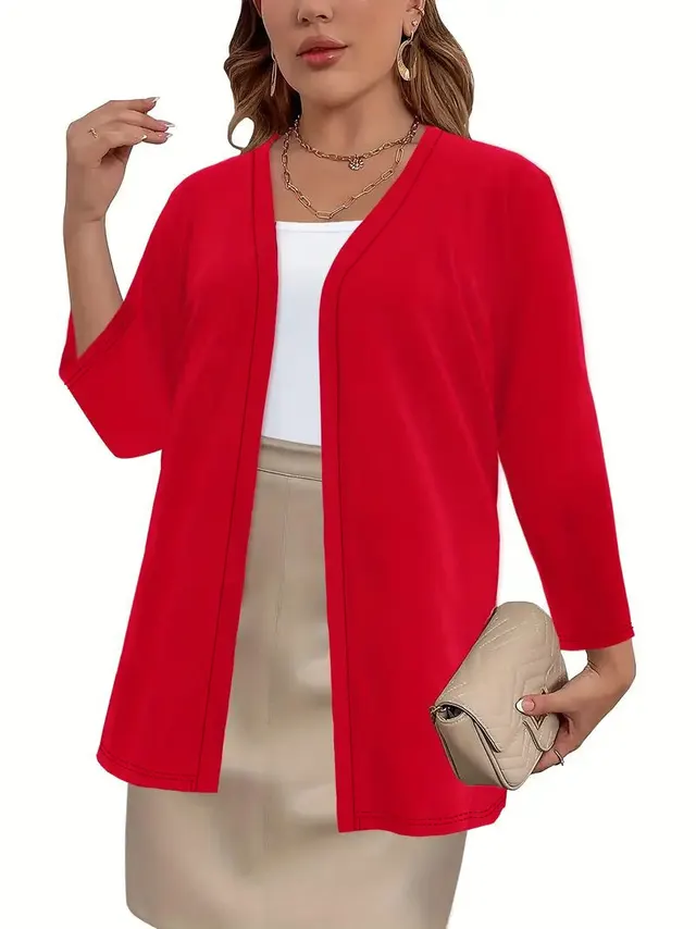 Women's Long sleeved Cardigan Casual Jacket Red - Shop at LoveMi