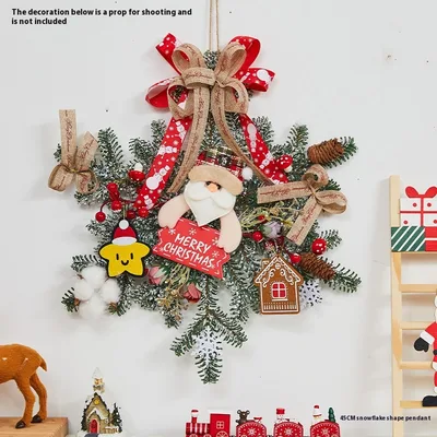Christmas Handmade Rattan Flower Garland Door Wall Decoration 45Cm Snowflake Pendant - Shop at LoveMi