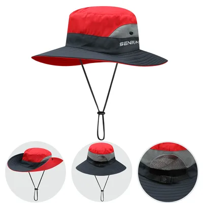 Bucket Hat Women's Summer Outdoor Sun Hat Exposed Ponytail Sun Hat Sun Protection Hat Red - Shop at LoveMi