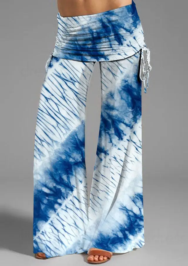 Women's Printed Casual Micro pull Drawstring Trousers Wide leg Pants D5Pk9D232811S - Shop at LoveMi