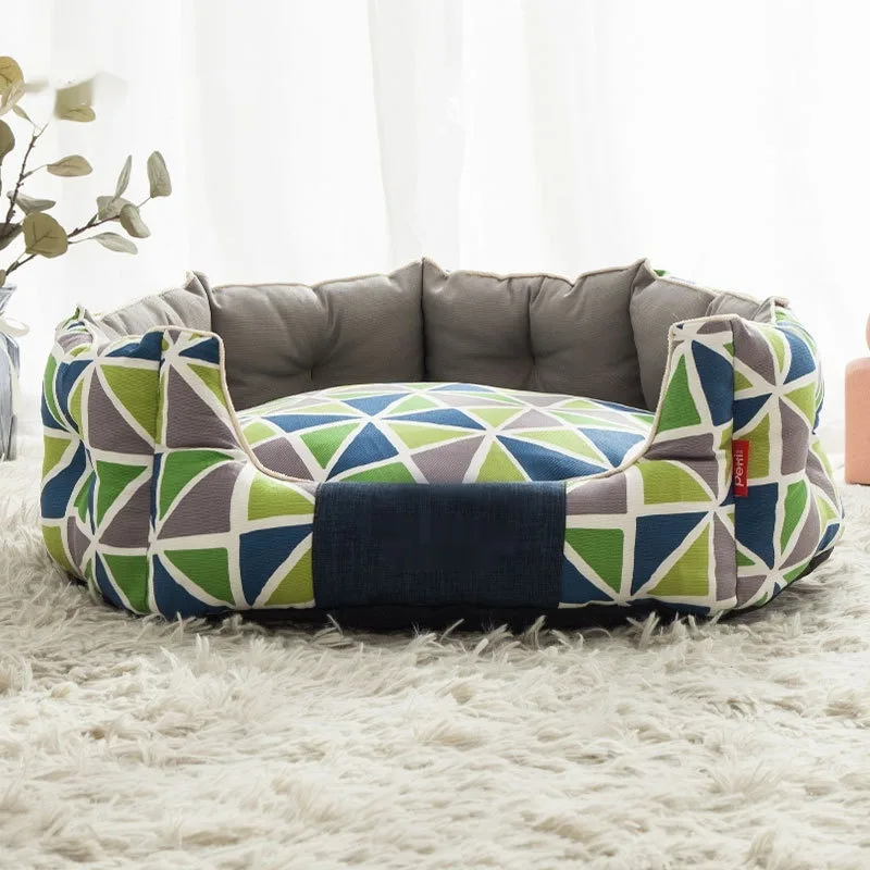 Round Kennel Dog Mattress Winter Warm Removable And Washable Cat Nest Forest Green - Shop at LoveMi