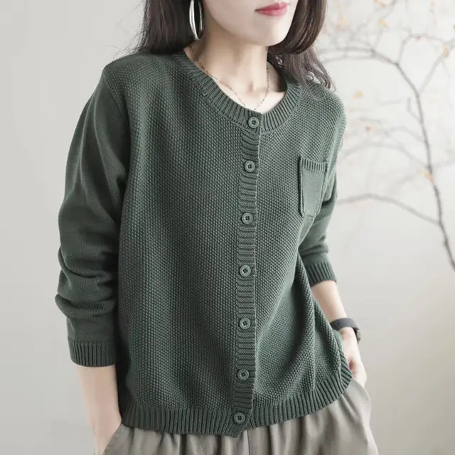 High grade Korean Style Lazy Sweater Coat Dark Green - Shop at LoveMi