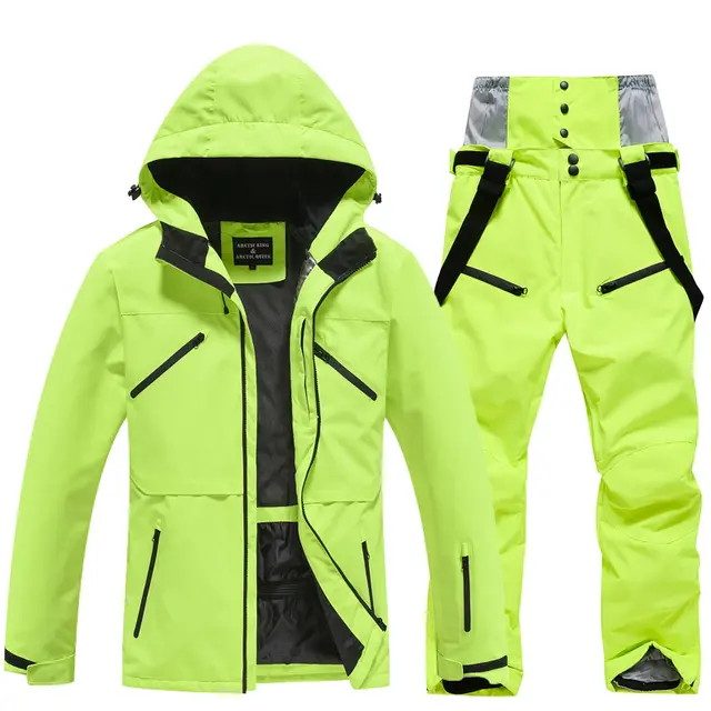 Autumn And Winter Men's And Women's Outdoor Waterproof Thickened Warm Suit Fluorescent Green - Shop at LoveMi
