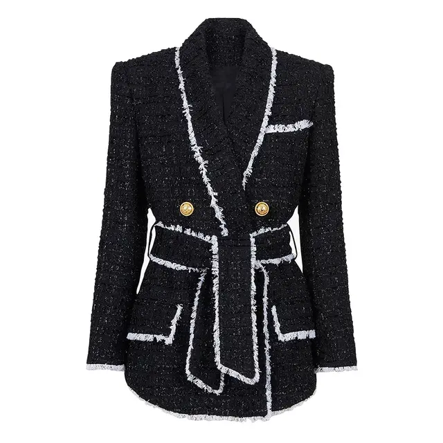 Women Fashionable All match High end Quality Woolen Coat Shorts Suit Black Top - Shop at LoveMi
