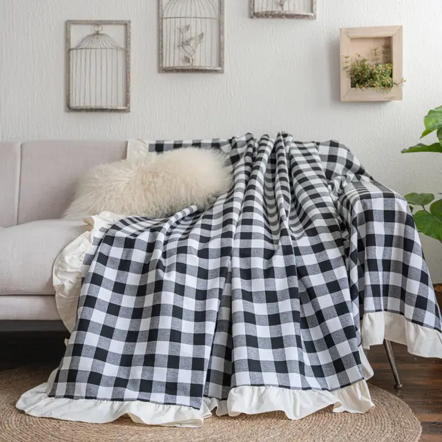 Sofa Towel Plain Pastoral Ruffled Multi functional Cover Towel Retro 4Cm Ruffled - Shop at LoveMi