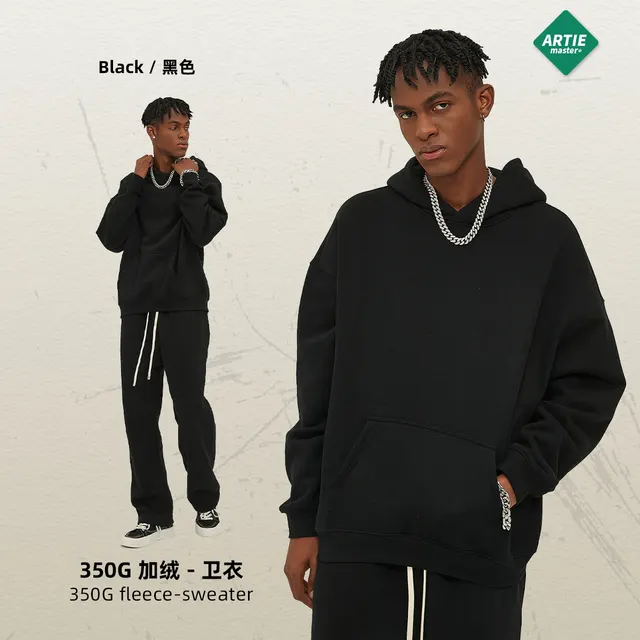 Oversize Thick Hooded Fashion Men's Sweater Black - Shop at LoveMi