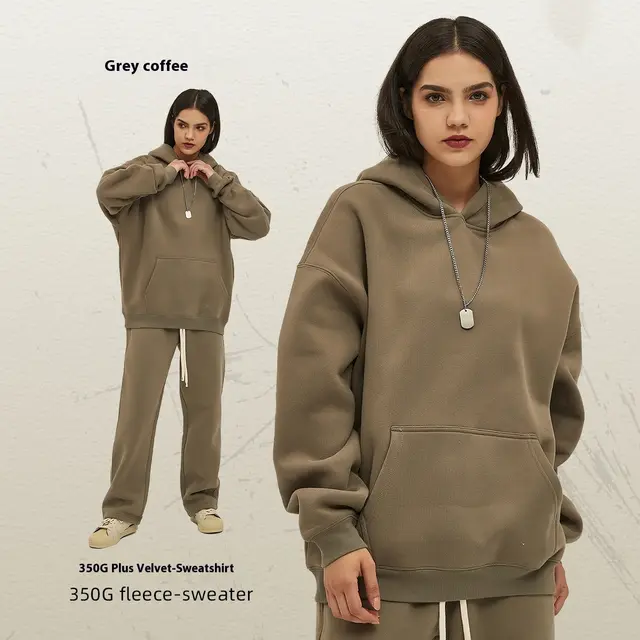 Oversize Thick Hooded Fashion Men's Sweater Grey Coffee - Shop at LoveMi