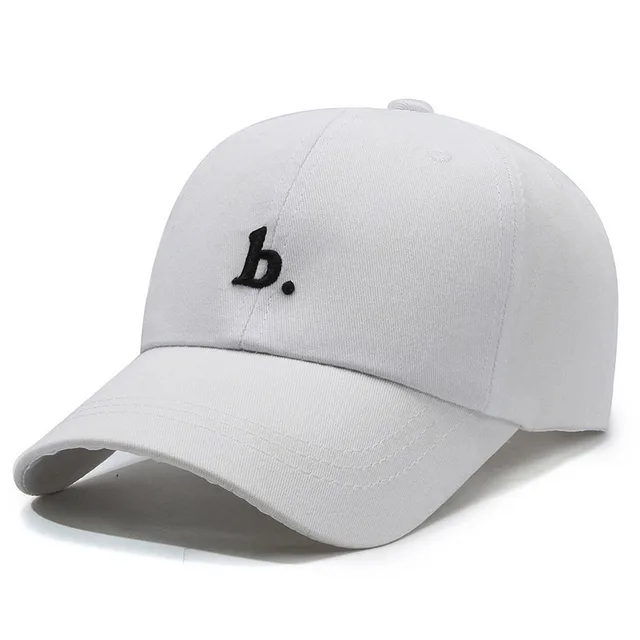 Letter B Soft Top All match Casual Curved Brim Face looking Little Girl Peaked Cap White - Shop at LoveMi
