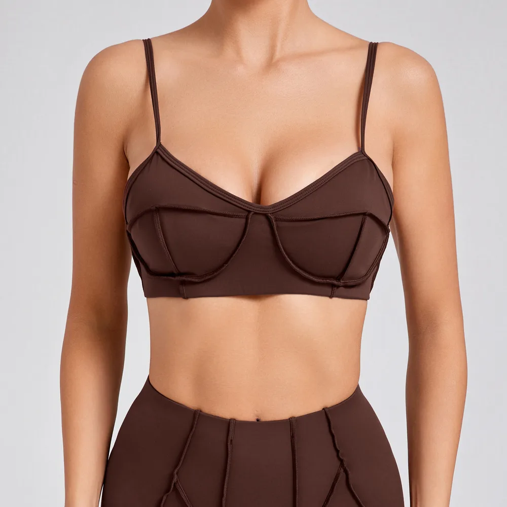 Women's Slim-fit Sports Vest Top - Coffee - View 1