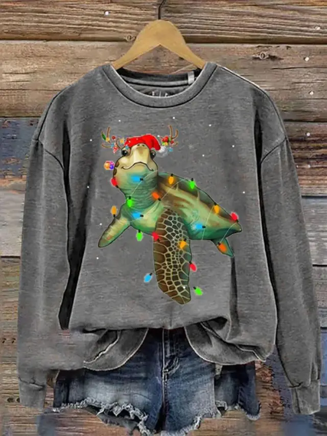Women's Sweater 3D Digital Christmas Series Printed Crew Neck Sweatshirt Hy2410171101147 - Shop at LoveMi